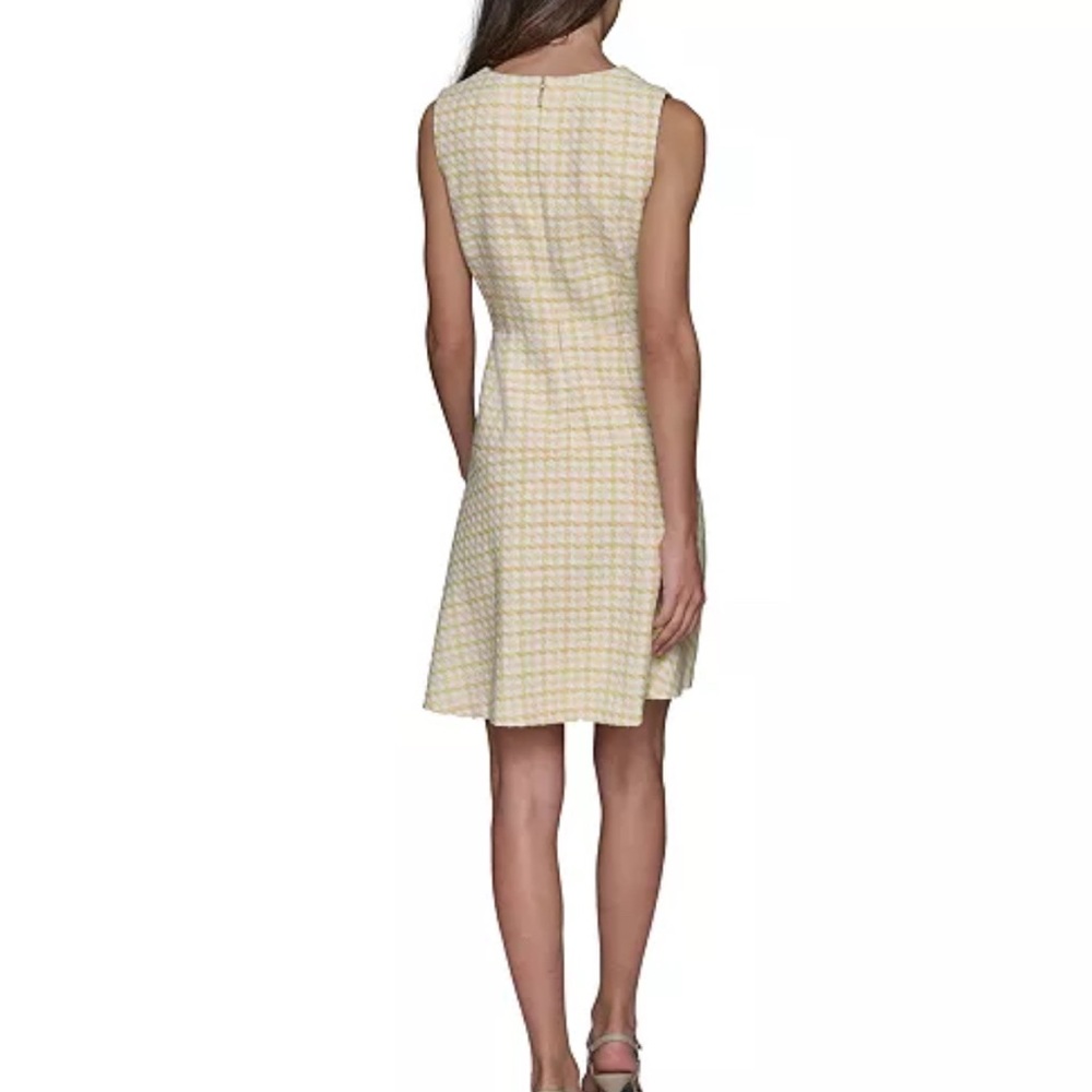 Karl Lagerfeld Elegant Yellow Checkered Sleeveless Dress - Picture 4 of 9